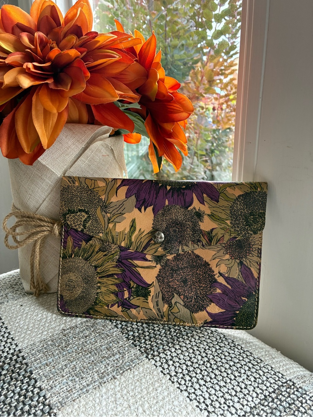 Patricia Nash Heritage Leather Sunflower Clutch